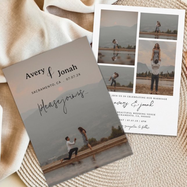 Convite Casamento de Fotos Elegante Simples Moderno (Criador carregado)