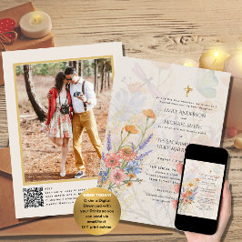 Convite Casamento de Fotos em Massa Católica das Flores bo