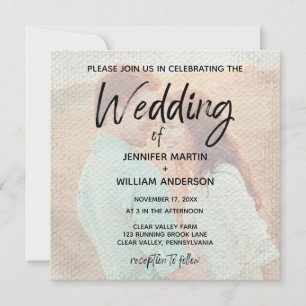 Convite Casamento de Fotos em Quadrado com Sobreposição 