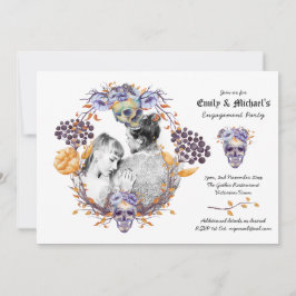 Convite Casamento de FOTOS Gótica/Cascas Roxas Noivados