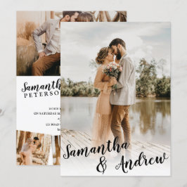 Convite Casamento de fotos minimalista branco e preto