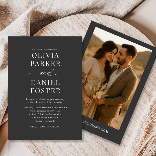 Convite Casamento de Fotos Minimalista Chic Boho (Criador carregado)