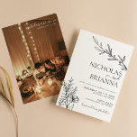 Convite Casamento de Fotos Minimalista Moderno Preto e Bra<br><div class="desc">Convite para Casamento de Fotos Moderno e Branco. Foto de cheio no fundo. Personalize facilmente substituindo cada informação. Faça o upload de uma foto vertical/retrato. Verifique a visualização antes de adicionar ao carrinho. (Exemplo de foto de Jonathan Borba do Pexels)</div>