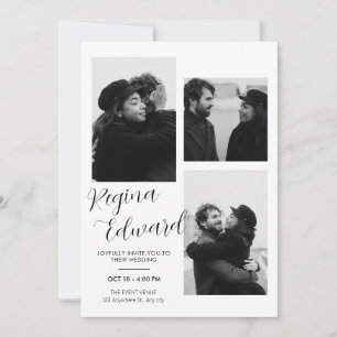 Convite Casamento de fotos minimalistas em preto e branco