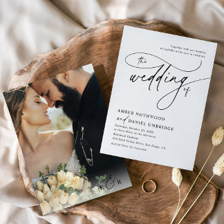 Convite Casamento de Fotos Mínimo Preto e Branco