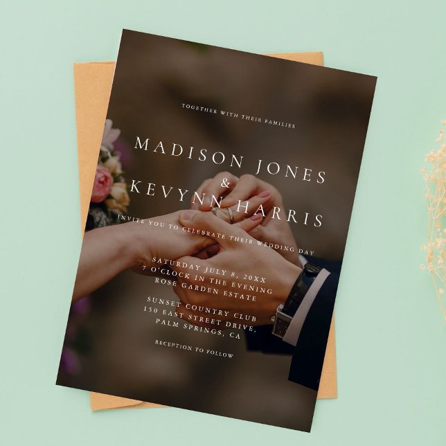 Convite Casamento de Fotos Mínimo Preto e Branco (Criador carregado)