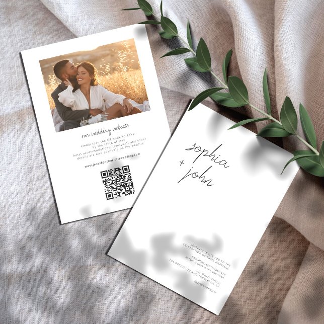 Convite Casamento de Fotos Moderno Mínimo Tudo em Um (Criador carregado)