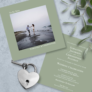 Convite Casamento de Fotos na Praça Verde de Sage Minimal