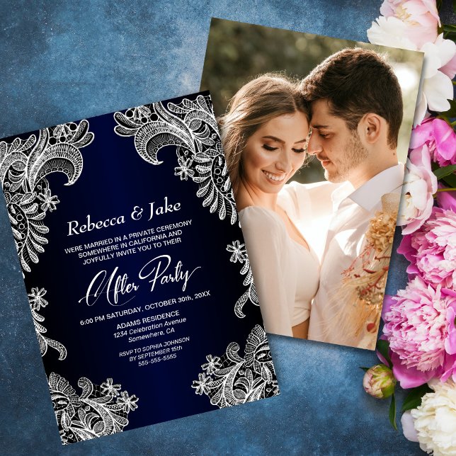 Convite Casamento de Fotos Personalizadas do Azul Branco D (Criador carregado)