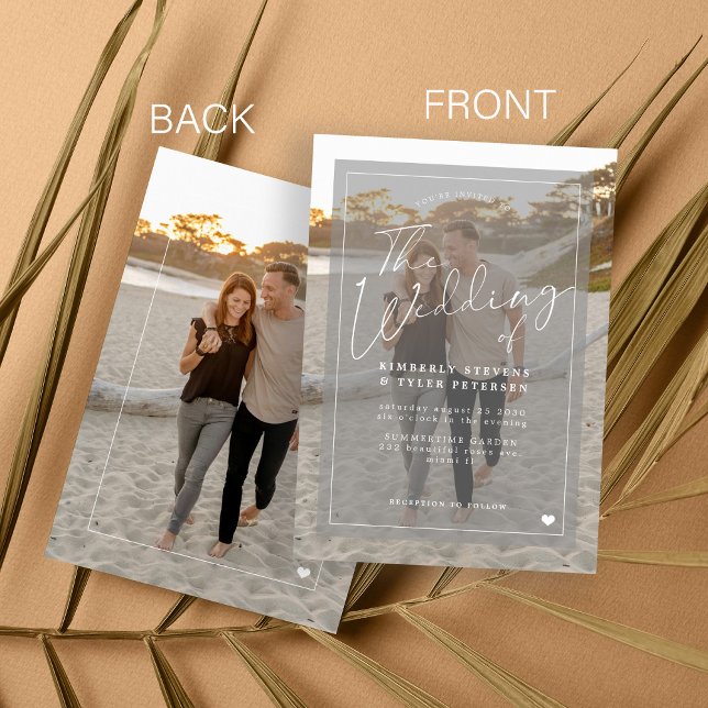 Convite Casamento de fotos românticas elegantes (Criador carregado)