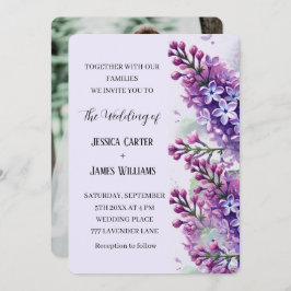 Convite Casamento De Fotos Russas Por Aquarelas Lilac Flow