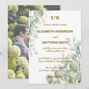 Convite Casamento de fotos rústicas de casais Botânicos El