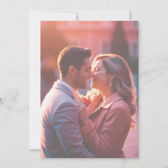 Convite Casamento de fotos rústicas e neutras e elegantes (Verso)