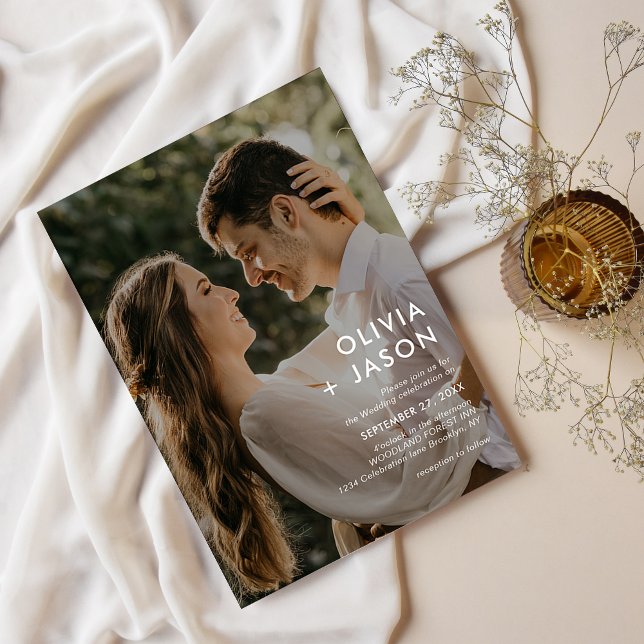 Convite Casamento de Fotos Simples e Contemporâneo Minimal (Criador carregado)