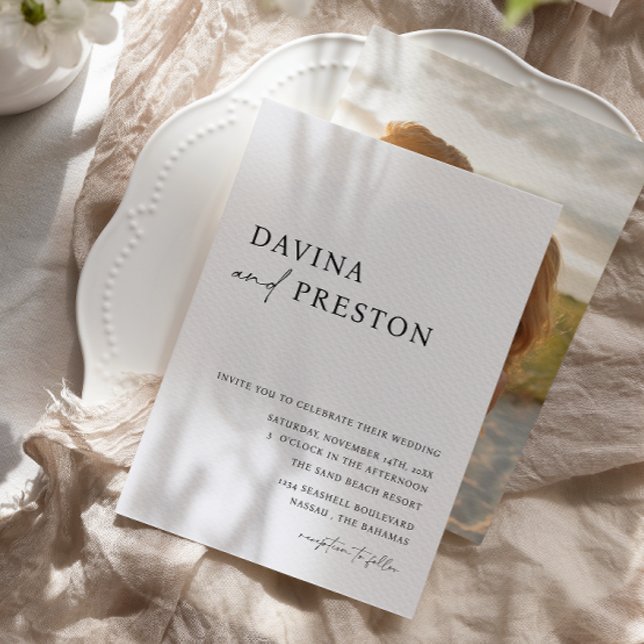 Convite Casamento de Fotos Simples Moderno de Script Conte (Criador carregado)