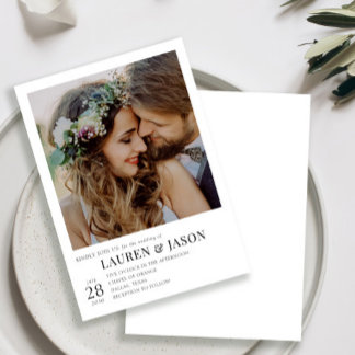 Convite Casamento de Fotos Simples, Preto e Branco