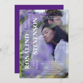 Convite Casamento de Fotos Violeta Mínima Casual