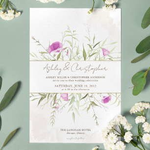 Convite Casamento de Frame de Flor Selvagem de Lavanda Sim
