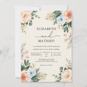 Convite Casamento de Frame de Peach Blossom