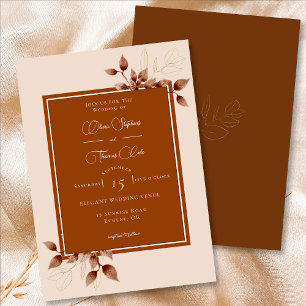 Convite Casamento de Frame de Ruiva Elegante Terracotta Eu