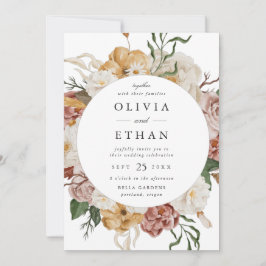 Convite Casamento de Frame do Círculo Floral do Jardim de 