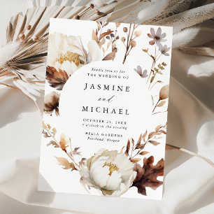 Convite Casamento de Frame do Círculo Floral Russo de outo