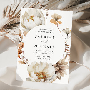 Convite Casamento de Frame do Círculo Floral Russo de outo