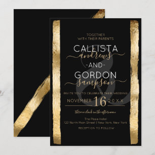 Convite Casamento de Frame Dourado de Brushaft  Chic Artsy