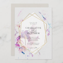 Casamento de Frame Dourado Floral com cinza e Purp