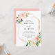 Convite Casamento de Frame Dourado Floral do Blush Elegant (Frente/Verso In Situ)
