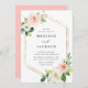 Convite Casamento de Frame Dourado Floral do Blush Elegant (Frente/Verso)