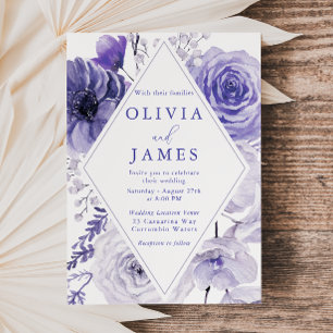 Convite Casamento de Frame Elegante Indigo Floral