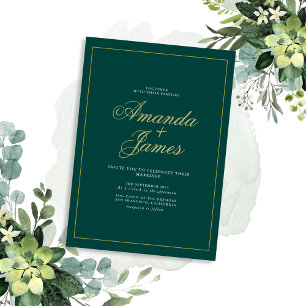 Convite Casamento de Frame Elegante Verde