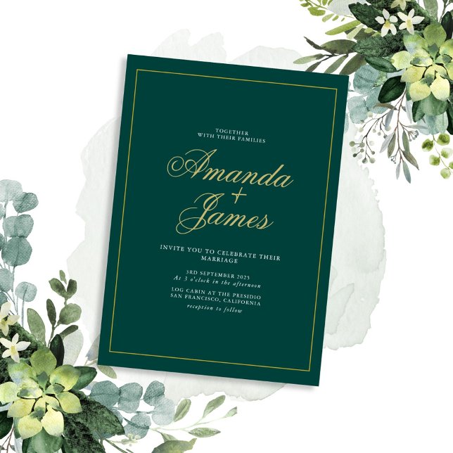 Convite Casamento de Frame Elegante Verde (Criador carregado)
