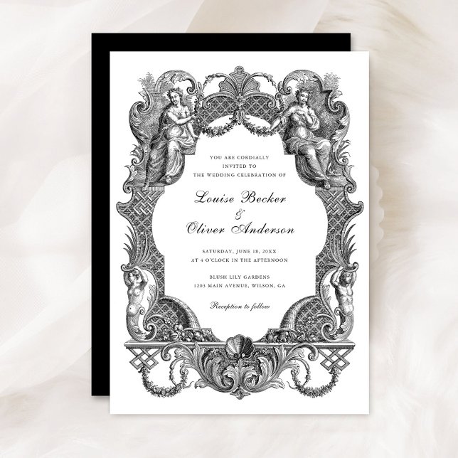 Convite Casamento de Frame Floral Barroco Elegante (Criador carregado)