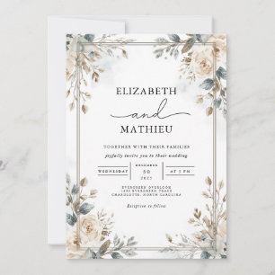 Convite Casamento de Frame Floral de outono Suave
