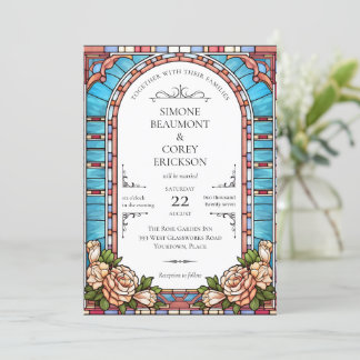 Convite Casamento de Frame Floral de Vidro Estreito