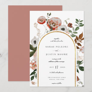 Convite Casamento de Frame Floral do Autumn Botanical