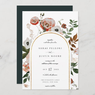Convite Casamento de Frame Floral do Autumn Botanical