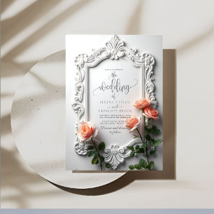 Convite Casamento de Frame Floral do Ornamentado de Vintag