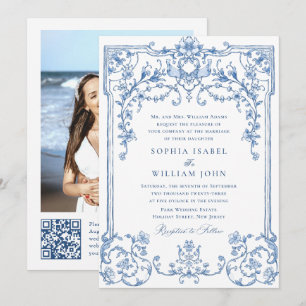 Convite Casamento de Frame Floral do Ornamentado Vitoriano