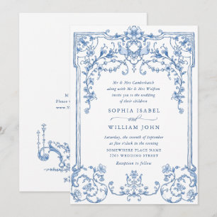 Convite Casamento de Frame Floral do Ornamentado Vitoriano