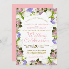 Convite Casamento de Frame Floral do Pastel Primavera Bloo