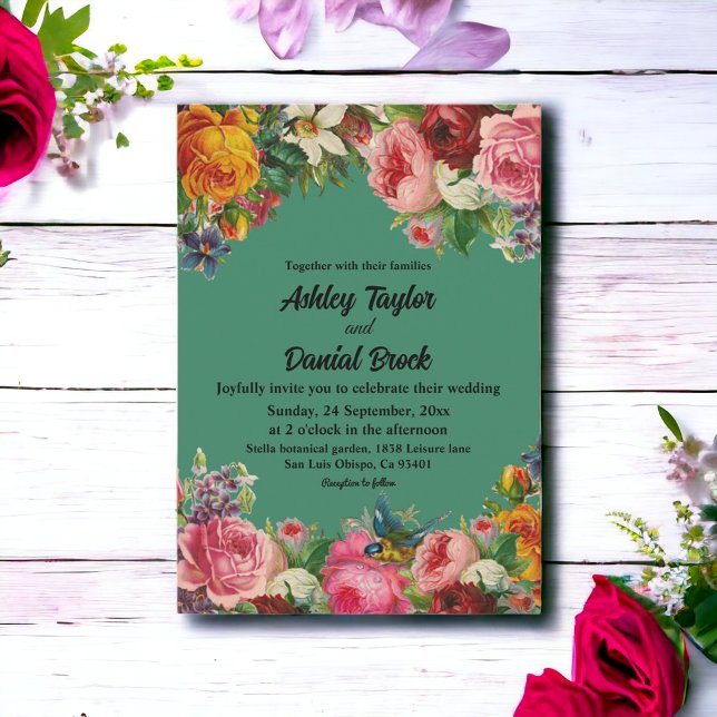 Convite Casamento de Frame Floral dos Blossomas Românticos (Criador carregado)