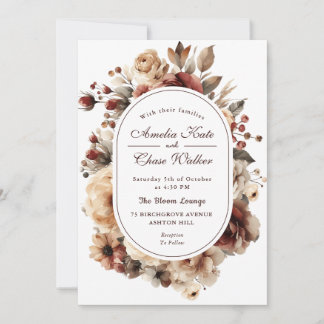 Convite Casamento de Frame Floral Moderno da Boêmia