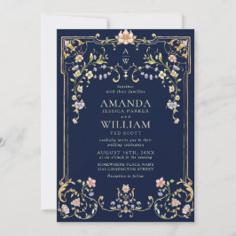 Convite Casamento de Frame Floral, Ornamentado Vitoriano G