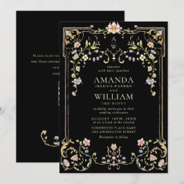 Convite Casamento de Frame Floral, Ornamentado Vitoriano G