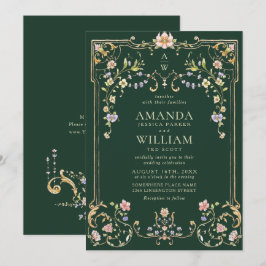 Convite Casamento de Frame Floral, Ornamentado Vitoriano G