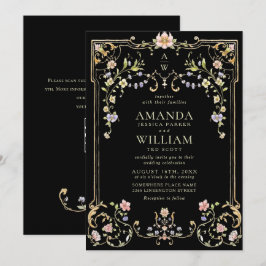 Convite Casamento de Frame Floral, Ornamentado Vitoriano G