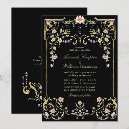Convite Casamento de Frame Floral, Ornamentado Vitoriano G